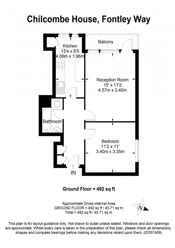 Floor Plan Image for 1 Bedroom Apartment for Sale in Chilcombe House, Roehampton