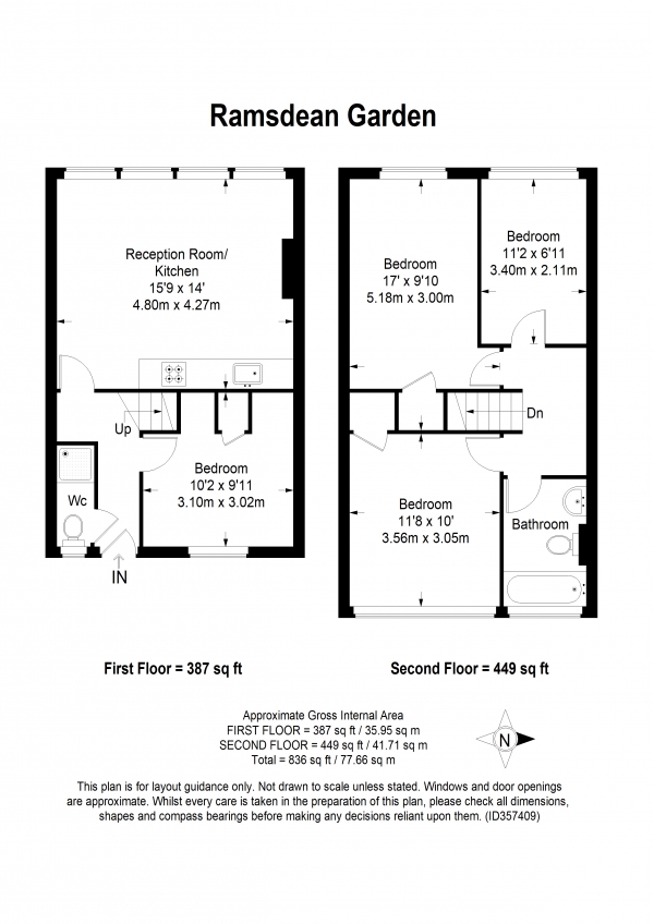 Floor Plan for 4 Bedroom Maisonette to Rent in Ramsdean House, Putney, SW15, 4AJ - £381 pw | £1650 pcm