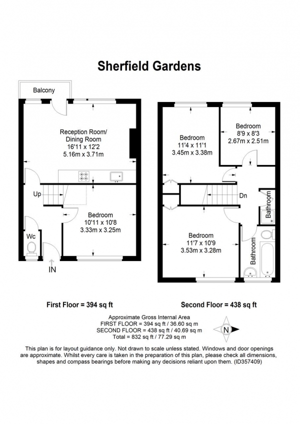 Floor Plan for 4 Bedroom Maisonette to Rent in Sherfield Gardens, Roehampton, SW15, 4PP - £381 pw | £1650 pcm