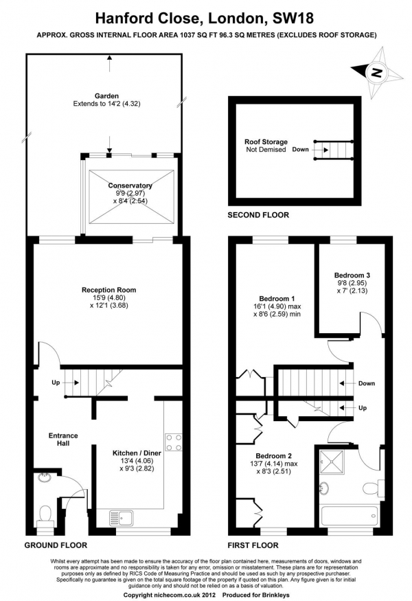 Floor Plan Image for 3 Bedroom Terraced House for Sale in Hanford Close, Southfields