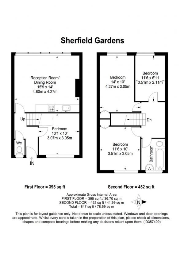 Floor Plan for 4 Bedroom Apartment to Rent in Sherfield Gardens, Roehampton, SW15, 4PR - £359 pw | £1556 pcm