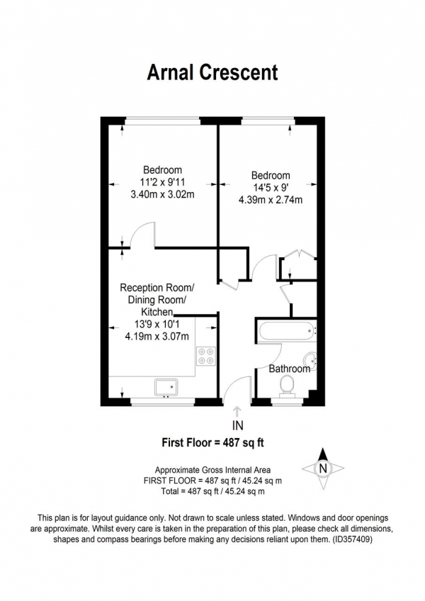 Floor Plan Image for 2 Bedroom Apartment to Rent in Arnal Crescent, Southfields, Southfields