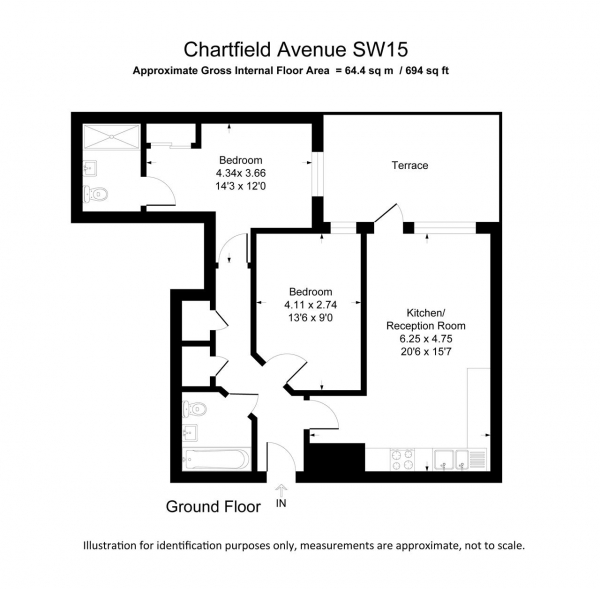 Floor Plan Image for 2 Bedroom Apartment for Sale in Portland House, 3 Chartfield Avenue,, Putney