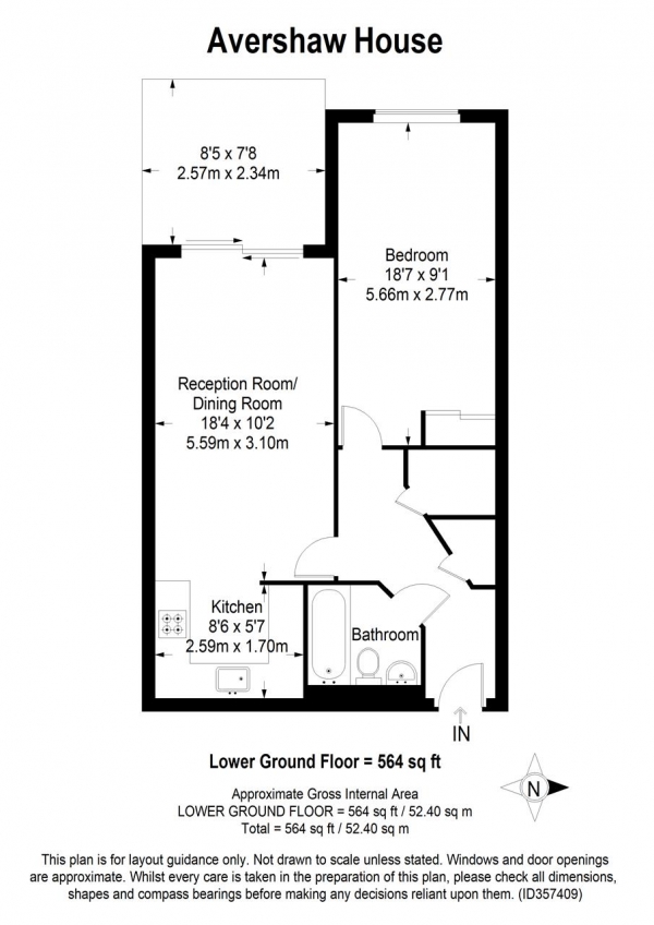 Floor Plan Image for 1 Bedroom Apartment for Sale in Avershaw House,, 3 Chartfield Avenue,, Putney