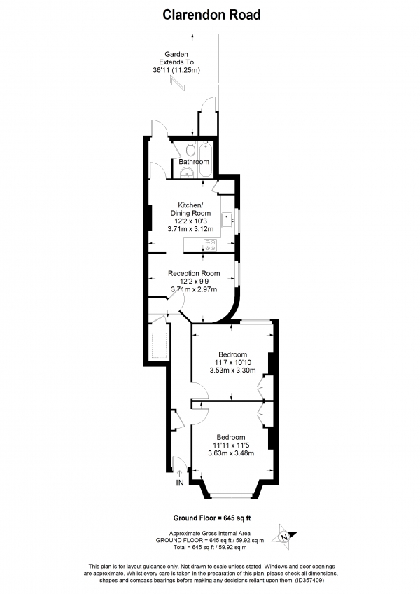 Floor Plan for 2 Bedroom Maisonette to Rent in Clarendon Road, Colliers Wood, Colliers Wood, SW19, 2DU - £346 pw | £1500 pcm
