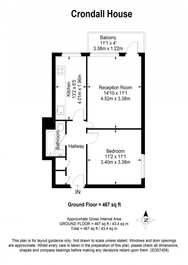 Floor Plan Image for 1 Bedroom Apartment for Sale in Crondall House, Fontley Way, London