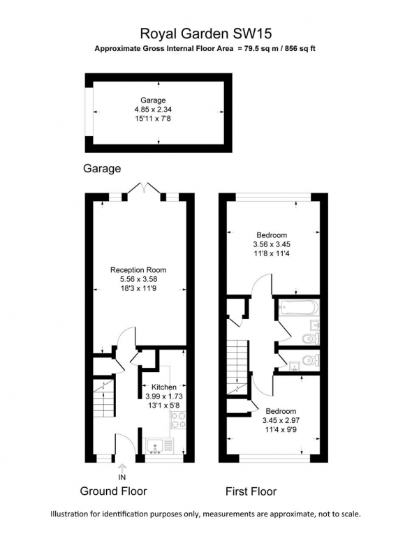 Floor Plan for 2 Bedroom Apartment to Rent in Garden Royal, Kersfield Road, Putney, SW15, 3HE - £404 pw | £1750 pcm