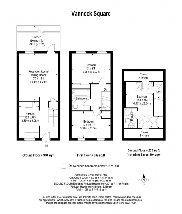Floor Plan Image for 3 Bedroom Terraced House for Sale in Vanneck Square, Putney
