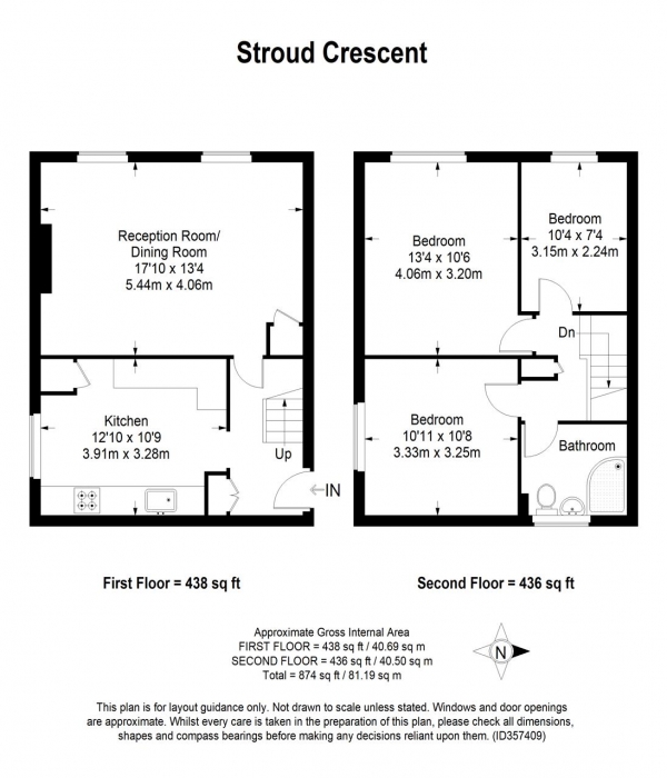 Floor Plan Image for 3 Bedroom Maisonette for Sale in Stroud Crescent, London