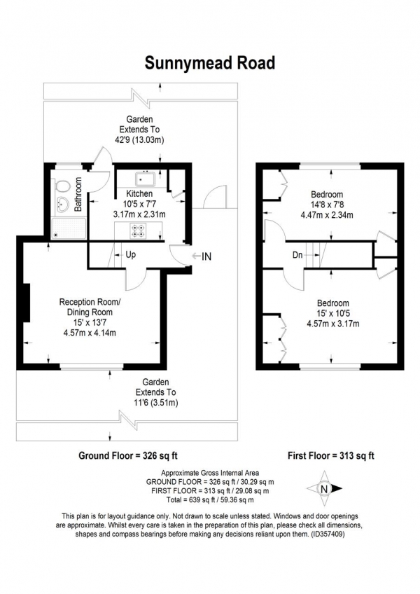 Floor Plan Image for 2 Bedroom End of Terrace House for Sale in Sunnymead Road, Putney