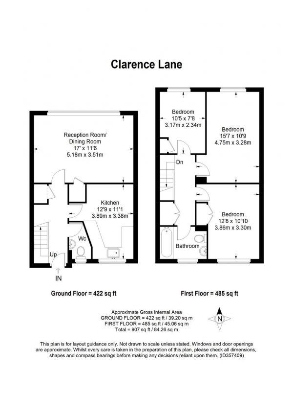Floor Plan Image for 3 Bedroom Apartment for Sale in Clarence Lane, Roehampton