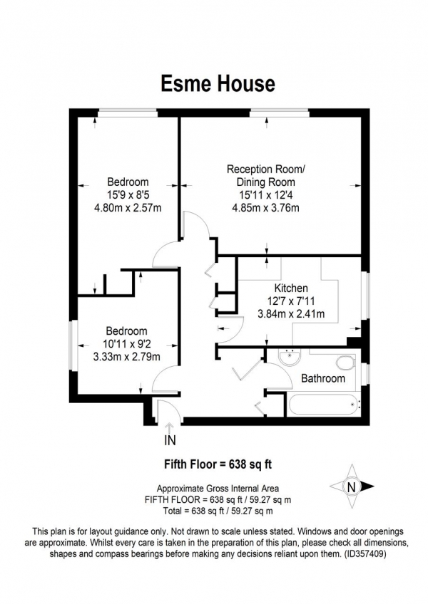 Floor Plan Image for 2 Bedroom Apartment for Sale in Esme House, Ludovik Walk, Putney