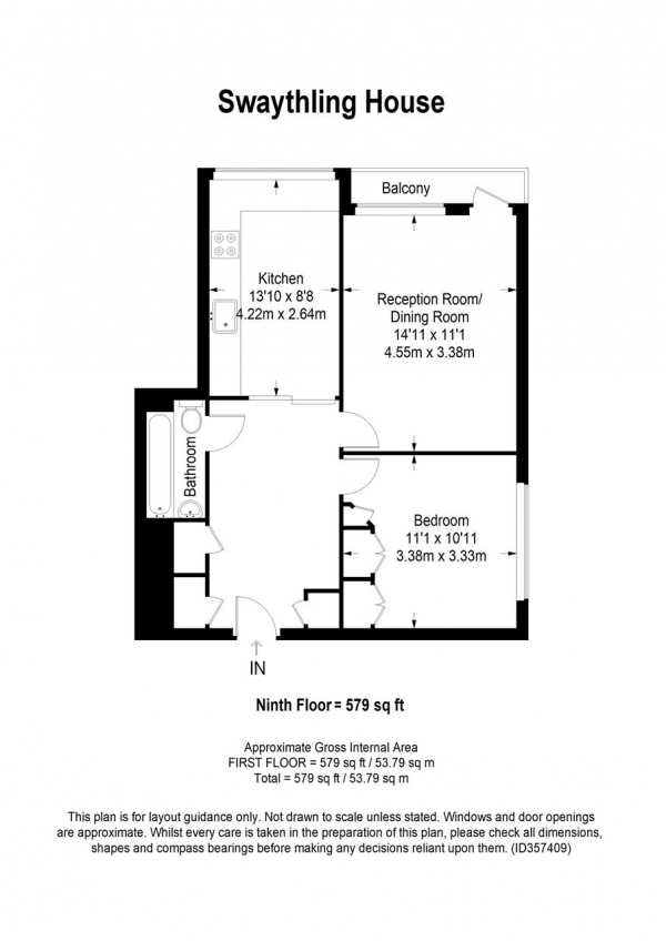 Floor Plan Image for 1 Bedroom Apartment for Sale in Swaythling House, Tunworth Crescent, London