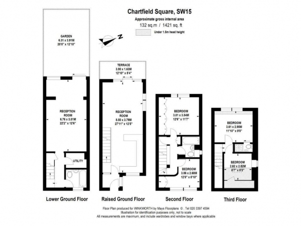 Floor Plan Image for 4 Bedroom End of Terrace House to Rent in Chartfield Square, Putney