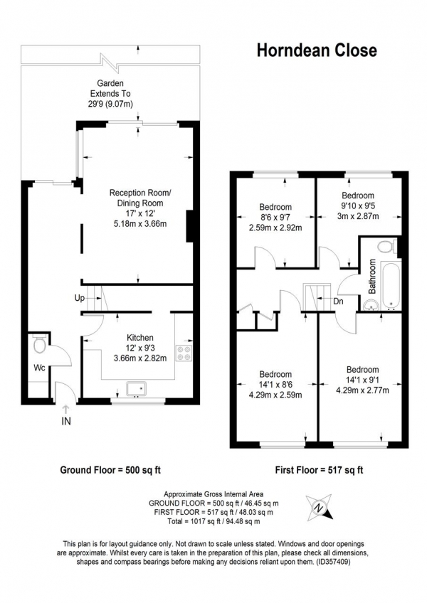 Floor Plan Image for 4 Bedroom Terraced House for Sale in Horndean Close, Roehampton, Roehampton