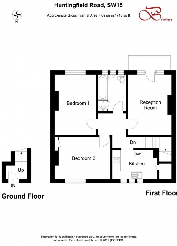 Floor Plan for 2 Bedroom Maisonette to Rent in Huntingfield Road, Putney, SW15, 5EA - £427 pw | £1850 pcm
