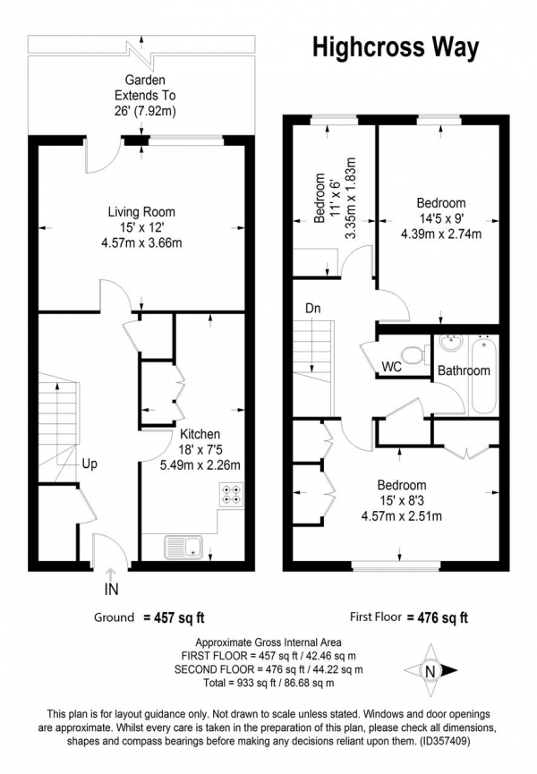 Floor Plan Image for 3 Bedroom Maisonette for Sale in High Cross Way, Alton Road, Roehampton