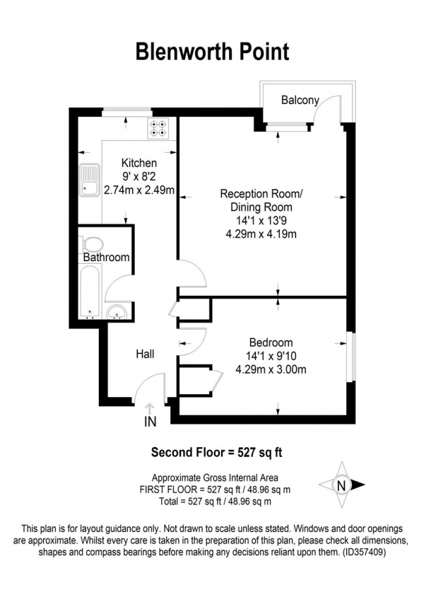 Floor Plan Image for 1 Bedroom Apartment for Sale in Blendworth Point, Wanborough Drive, Roehampton