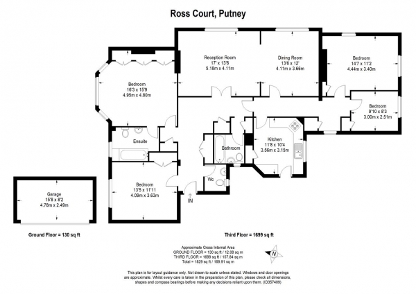 Floor Plan Image for 4 Bedroom Apartment to Rent in Ross Court, 81 Putney Hill, London