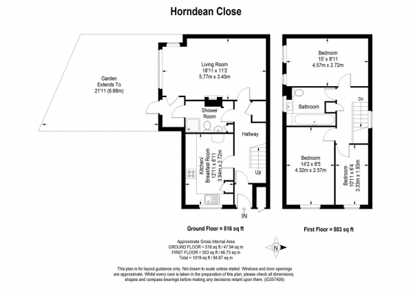Floor Plan Image for 3 Bedroom End of Terrace House for Sale in Horndean Close, Roehampton