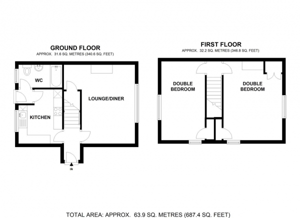 Floor Plan Image for 2 Bedroom End of Terrace House for Sale in Huntingfield Road, Putney