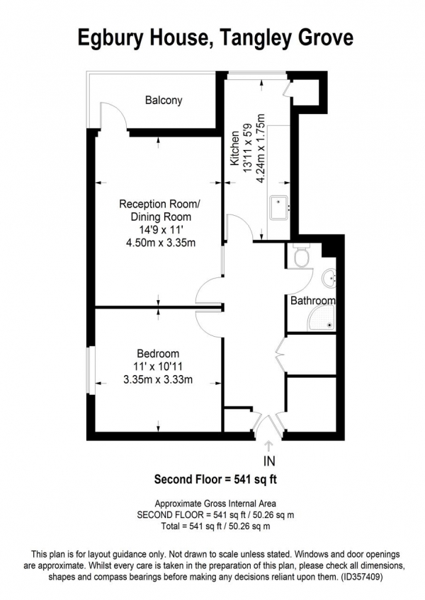 Floor Plan Image for 1 Bedroom Apartment for Sale in Egbury House, Tangley Grove, Roehampton