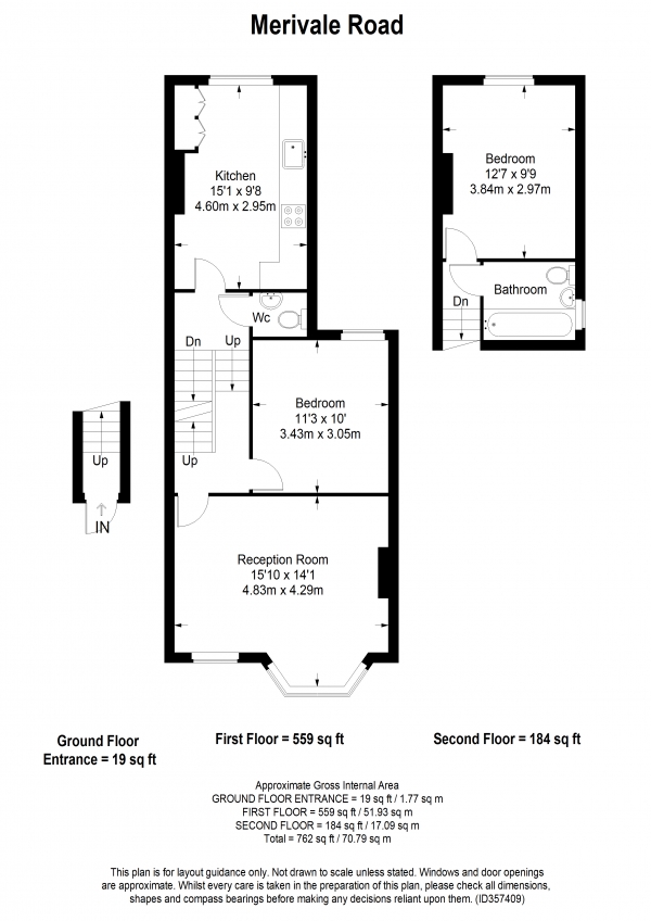 Floor Plan for 2 Bedroom Maisonette to Rent in Merivale Road TFF, London, SW15, 2NW - £392 pw | £1700 pcm