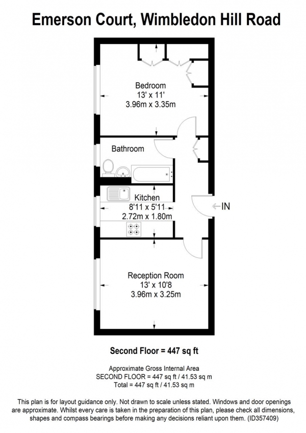 Floor Plan Image for 1 Bedroom Apartment to Rent in Emerson Court, Wimbledon Hill Road, London