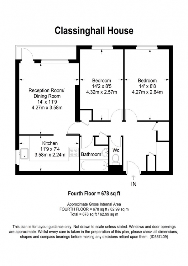 Floor Plan Image for 2 Bedroom Apartment for Sale in Classinghall House, Kersfield Road, London
