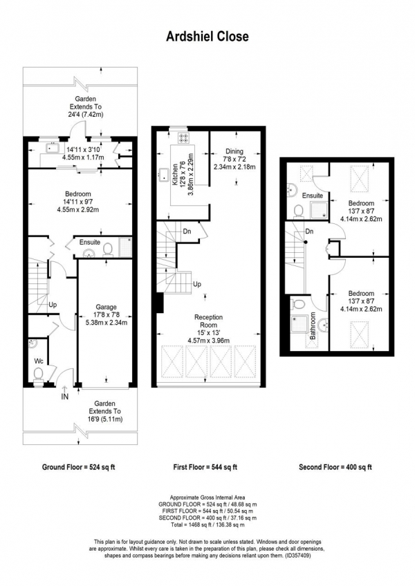 Floor Plan Image for 3 Bedroom End of Terrace House for Sale in Ardshiel Close, London