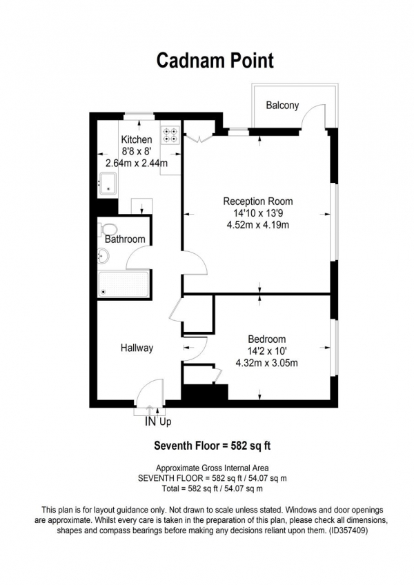 Floor Plan Image for 1 Bedroom Apartment for Sale in Cadnam Point, Dilton Gardens, London