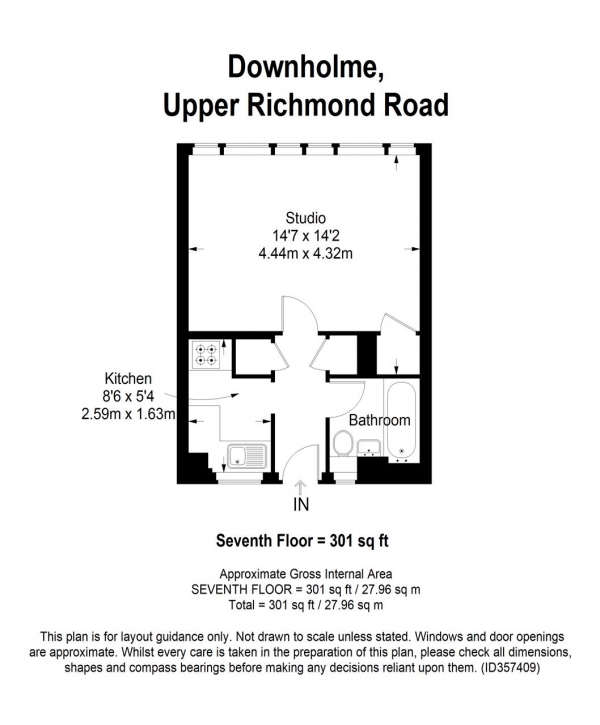 Floor Plan Image for Studio for Sale in Downholme, Upper Richmond Road, Putney