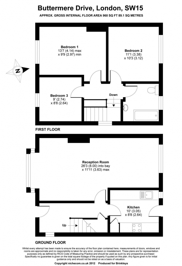 Floor Plan Image for 3 Bedroom End of Terrace House for Sale in Buttermere Drive, Putney