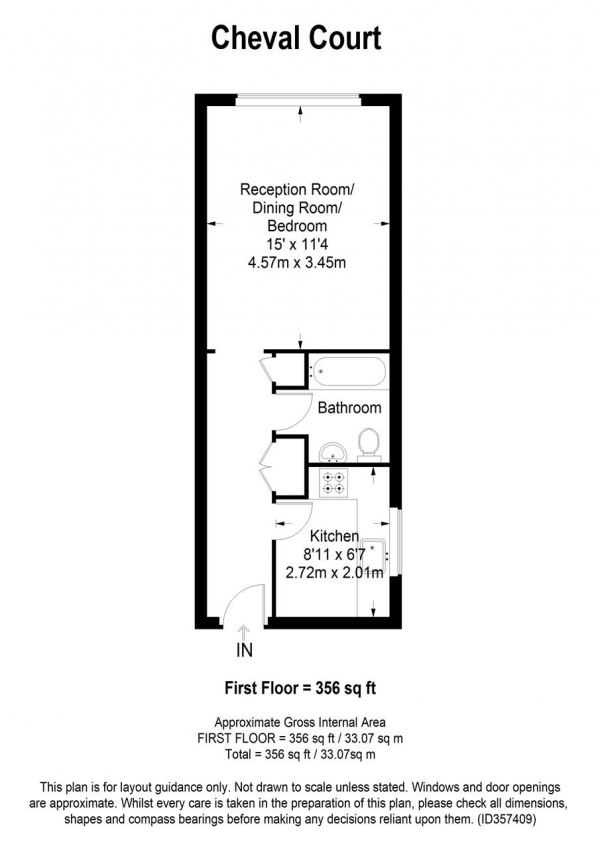 Floor Plan Image for Studio for Sale in Cheval Court, 335 Upper Richmond Road, London