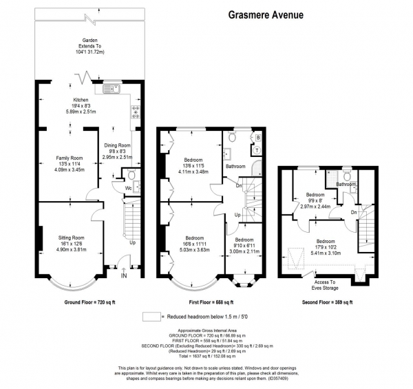 Floor Plan Image for 4 Bedroom End of Terrace House to Rent in Grasmere Avenue, London