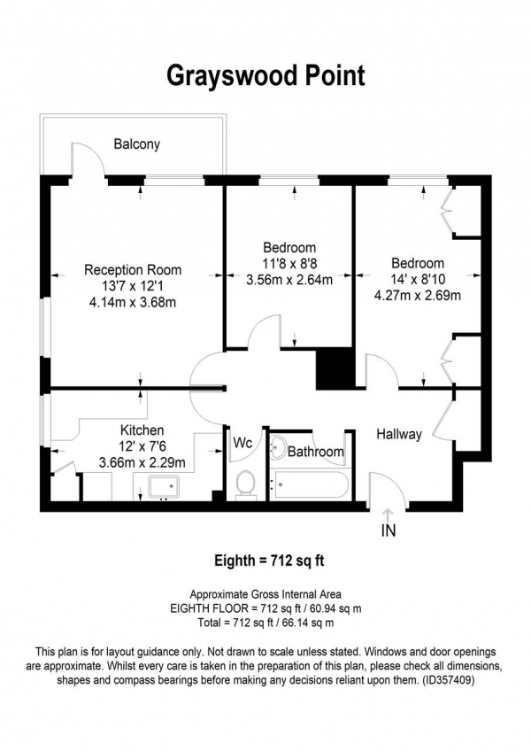Floor Plan Image for 2 Bedroom Apartment for Sale in Grayswood Point, Norley Vale, London