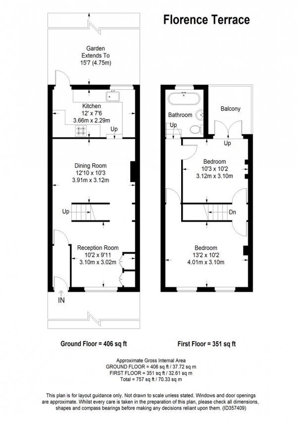 Floor Plan Image for 2 Bedroom Terraced House for Sale in Florence Terrace, Putney, London