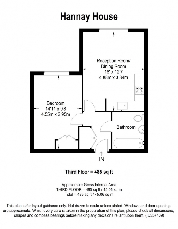 Floor Plan Image for 1 Bedroom Apartment for Sale in Hannay House, Scott Avenue, Putney