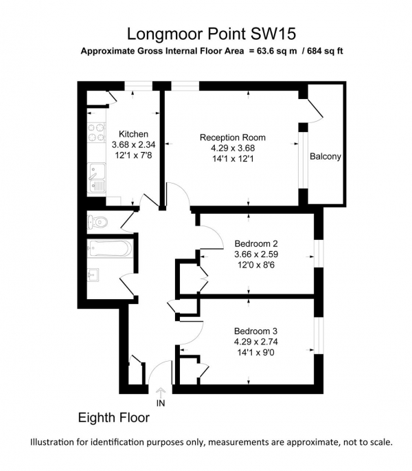 Floor Plan Image for 2 Bedroom Apartment for Sale in Longmoor Point, Norley Vale, London