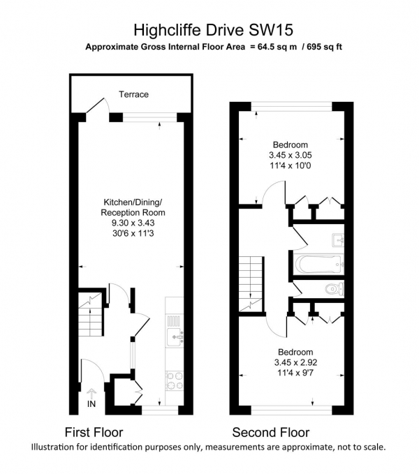 Floor Plan Image for 2 Bedroom Apartment to Rent in Denmead House, Highcliffe Drive, London