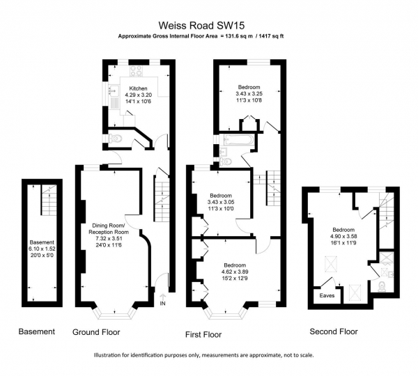 Floor Plan Image for 4 Bedroom Terraced House for Sale in Weiss Road, London