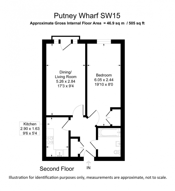 Floor Plan Image for 1 Bedroom Apartment for Sale in Putney Wharf, 24 Brewhouse Lane, Putney