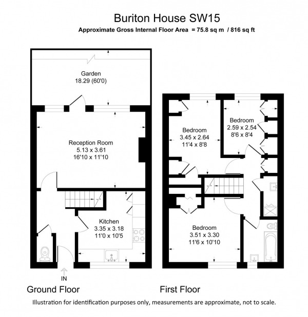 Floor Plan Image for 3 Bedroom Apartment for Sale in Buriton House, Wanborough Road, Roehampton