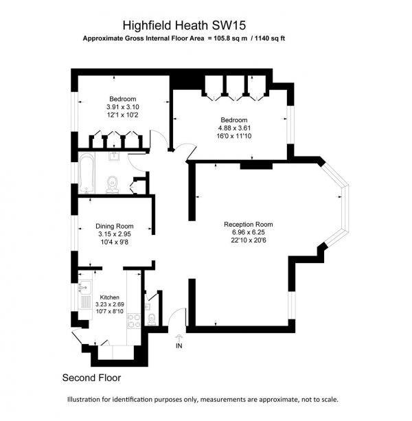 Floor Plan Image for 2 Bedroom Apartment to Rent in Highlands Heath, London