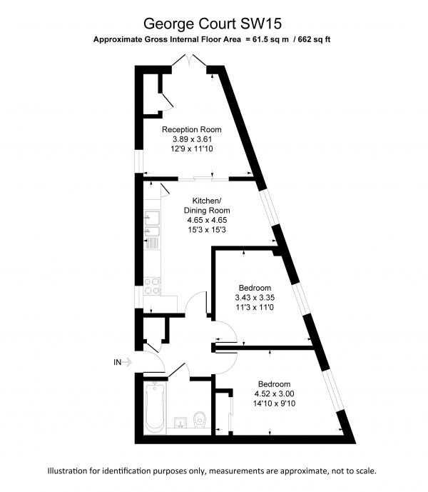 Floor Plan for 2 Bedroom Apartment to Rent in George Court, Norstead Place, London, SW15, 3SA - £462 pw | £2000 pcm