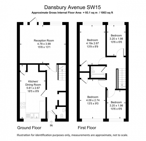 Floor Plan Image for 4 Bedroom End of Terrace House for Sale in Danebury Avenue, Roehampton