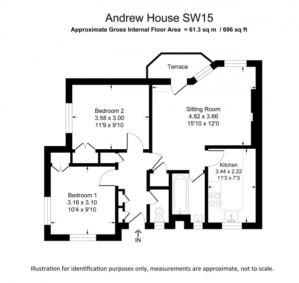 Floor Plan Image for 2 Bedroom Apartment for Sale in Andrew House,, Toland Square,, Putney