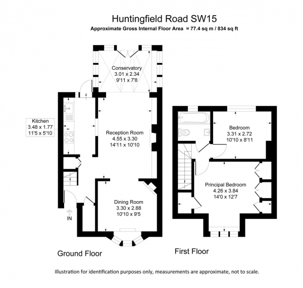 Floor Plan Image for 2 Bedroom Terraced House for Sale in Huntingfield Road, Putney
