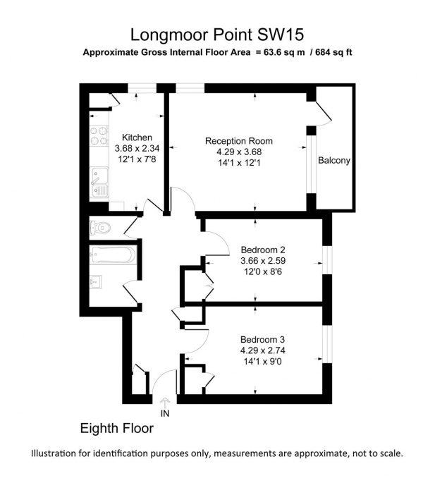 Floor Plan Image for 2 Bedroom Apartment for Sale in Longmoor Point, Roehampton