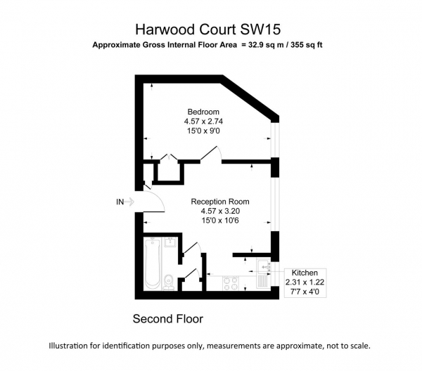 Floor Plan Image for 1 Bedroom Apartment for Sale in Harwood Court, Upper Richmond Road, London